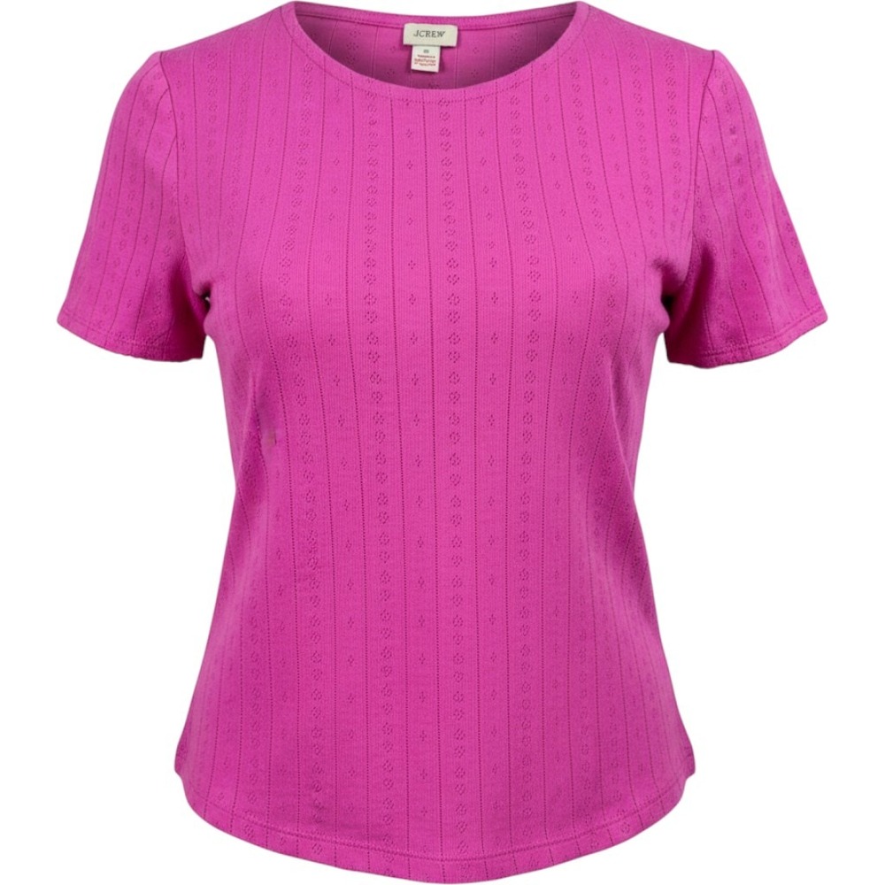 J.Crew Pajama Set Womens Small Pink Pointelle Knit Short Sleeve Shorts Y2K Retro